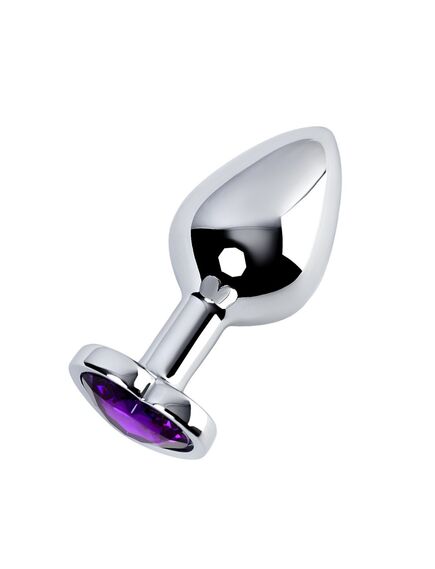 Анальная страза серебро метал фиолетовая страза 8,3см/3,3см 