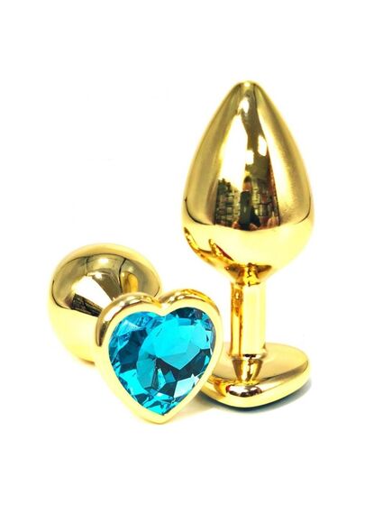 Анальная страза золото метал голубая страза 8,3см/3,3см 