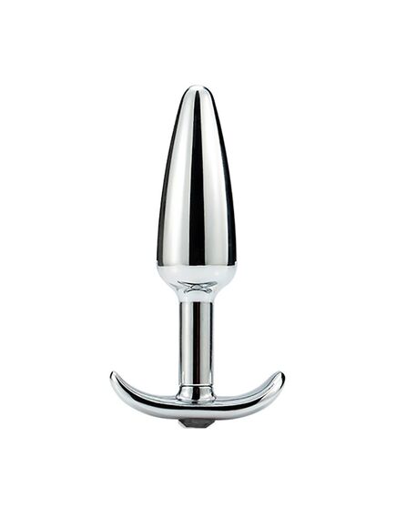 Анальная пробка для ношения серебро метал черная страза 10,8см/2,8см 