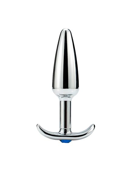 Анальная пробка для ношения серебро метал синяя страза 10,8см/2,8см 