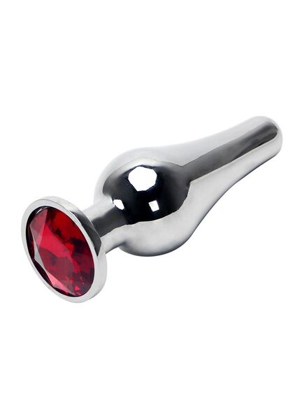 Анальная страза вытянутая серебро метал красная страза 13см/4,2см 