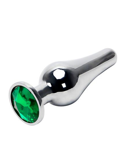 Анальная страза вытянутая серебро метал зеленая страза 9,4см/3,2см 