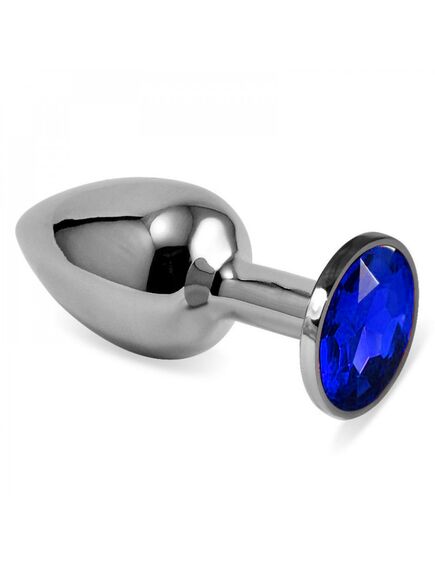 Анальная страза серебро металл синяя страза 9см/4,2см 