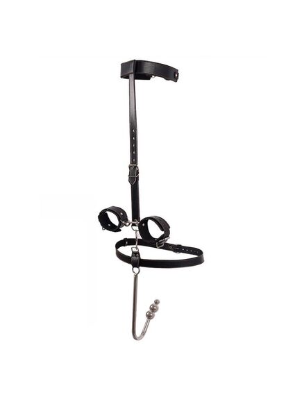 Анальный крюк с тремя шариками, фиксацией и кляпом , изображение 2