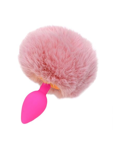 Силиконовая пробка с розовым хвостиком зайки S 