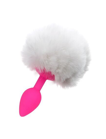 Силиконовая пробка с белым хвостиком зайки S 