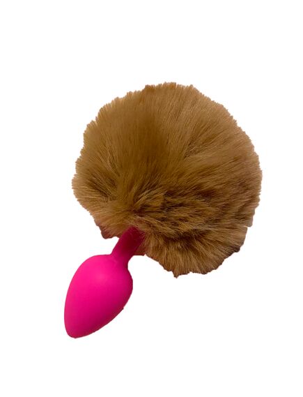 Силиконовая пробка с коричневый хвостиком зайки S 