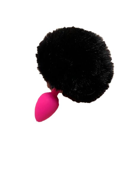 Силиконовая пробка с черный хвостиком зайки S 