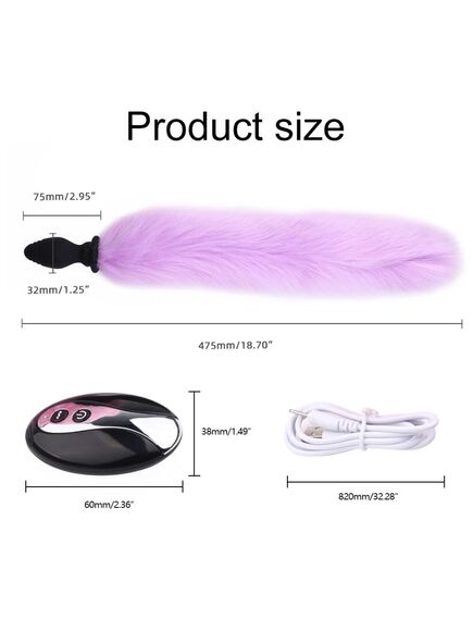 Серый хвост 40 см с вибрацией и пультом Д/У , изображение 5