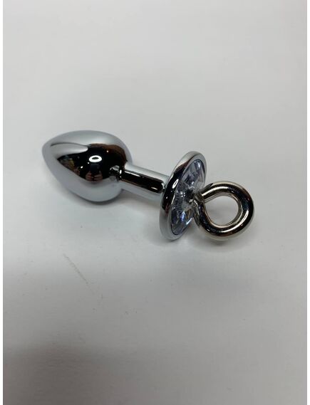 Анальная пробка капля с белым кристаллом, S 