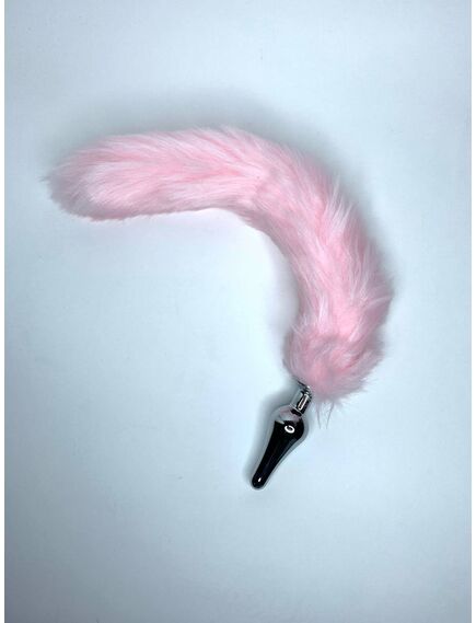 Розовый хвост 40см с серебряной пробкой 3.4см 