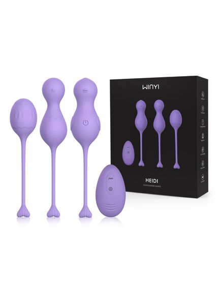 Сиреневый набор вагинальных шариков Heidi на пульте Д/У 