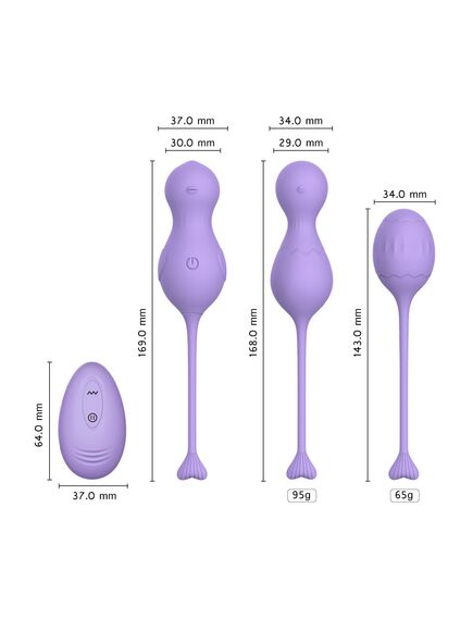 Сиреневый набор вагинальных шариков Heidi на пульте Д/У , изображение 2