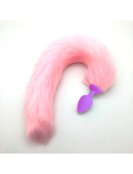 Розовый хвост 80см с фиолетовой пробкой 4,2 см 