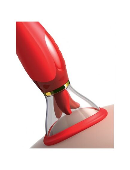 Двухсторонний вибростимулятор с помпой и двигающимся язычком «Ultimate Pleasure 24k Gold Luxury Edit , изображение 4