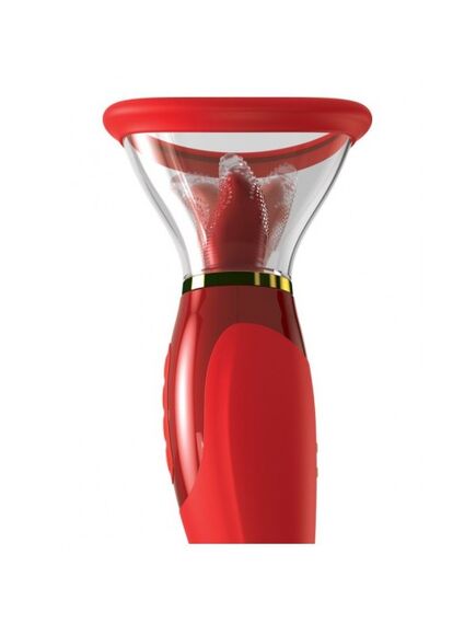 Двухсторонний вибростимулятор с помпой и двигающимся язычком «Ultimate Pleasure 24k Gold Luxury Edit , изображение 5