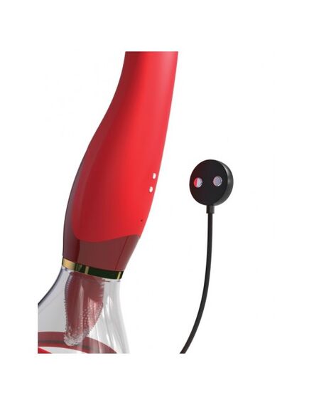 Двухсторонний вибростимулятор с помпой и двигающимся язычком «Ultimate Pleasure 24k Gold Luxury Edit , изображение 6