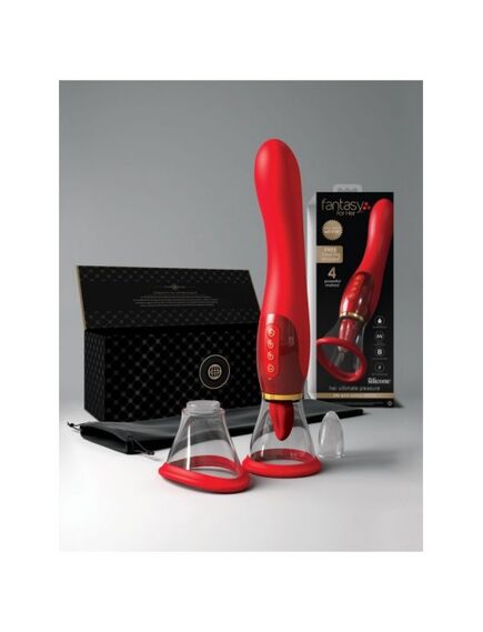 Двухсторонний вибростимулятор с помпой и двигающимся язычком «Ultimate Pleasure 24k Gold Luxury Edit , изображение 9