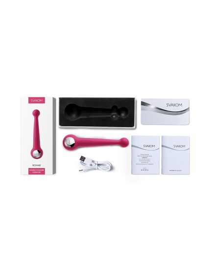 Вибратор для точки G, Bonnie Plum Red с 2 моторами и гнущейся головкой  20 см , изображение 2