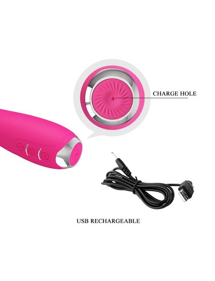 Розовый вибратор с электростимуляцией Hector - 19,5 см , изображение 3