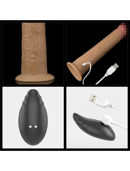 Фаллоимитатор с вибрацией и ротацией 9.0'' Dual Layered Platinum Silicone Rotator , изображение 5