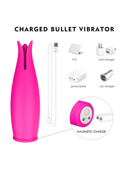 Мини-вибратор с лепестками и съемной вибропулей , изображение 7