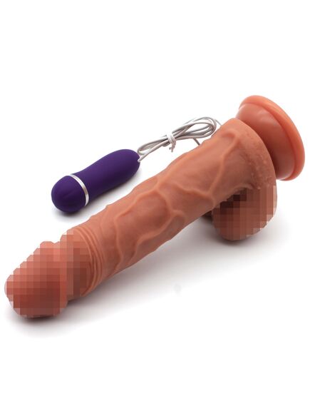 Реалистичный вибратор Dual Layer с пультом управления 17 см , изображение 4