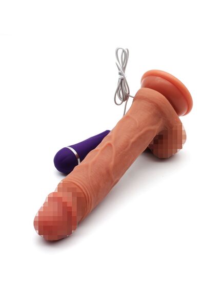 Реалистичный вибратор Dual Layer с пультом управления 17 см , изображение 3