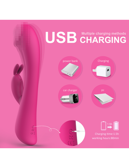 Вибратор кролик Baby bunny розовый , изображение 3