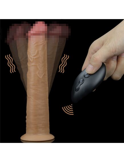 Фаллоимитатор с вибрацией и ротацией 10'' Dual Layered Platinum Silicone Rotator , изображение 3