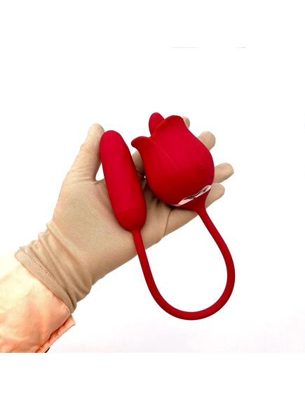 Вибромассажёр 2 в 1 Rose PRO 9 Red , изображение 5