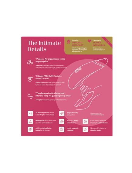 Бесконтактный клиторальный стимулятор Womanizer Premium 2, Расцветка: Розовый , изображение 4