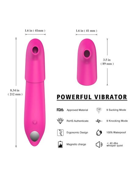 Вибромассажер пульсатор с дополнительной насадкой вакуумной стимуляции клитора "Youmis" , изображение 2