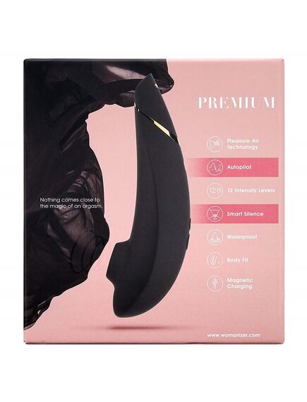 Бесконтактный клиторальный стимулятор Womanizer Premium черный, Расцветка: Черный , изображение 3