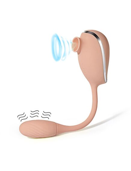 Виброяйцо с вакуумной стимуляцией Dr.Sucking розовый 