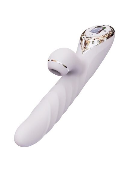 Вибромассажер рельефный со стимулятором клитора, вращением и поступательными движениями "A-King Max" 