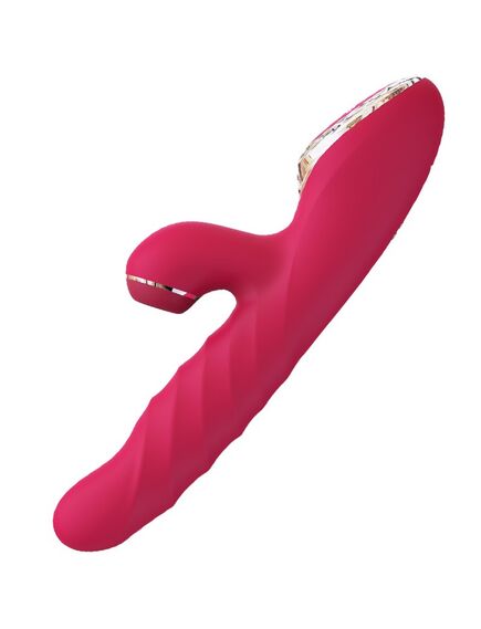 Вибромассажер рельефный со стимулятором клитора, вращением и поступательными движениями "A-King Max" 