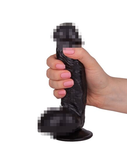 Фаллоимитатор чёрный на присоске в ламинате , изображение 2