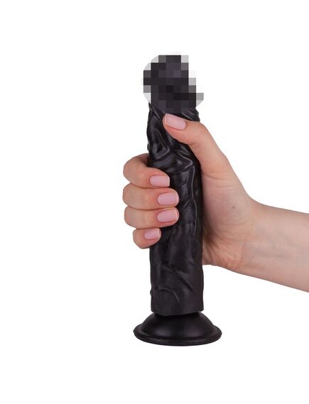 Фаллоимитатор чёрный на присоске в ламинате , изображение 2