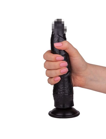 Фаллоимитатор чёрный на присоске в ламинате , изображение 2