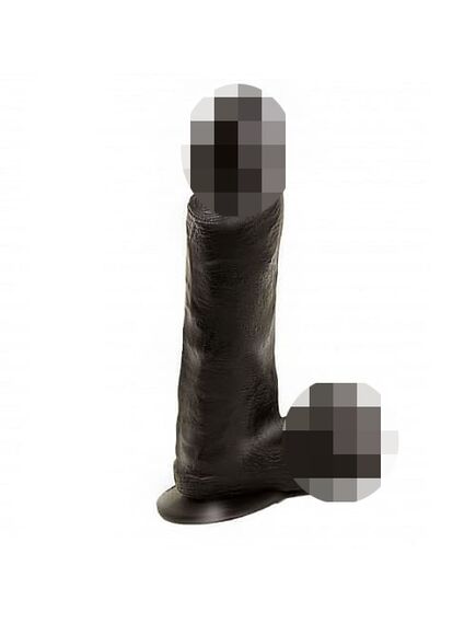 Фаллоимитатор чёрный на присоске в ламинате 