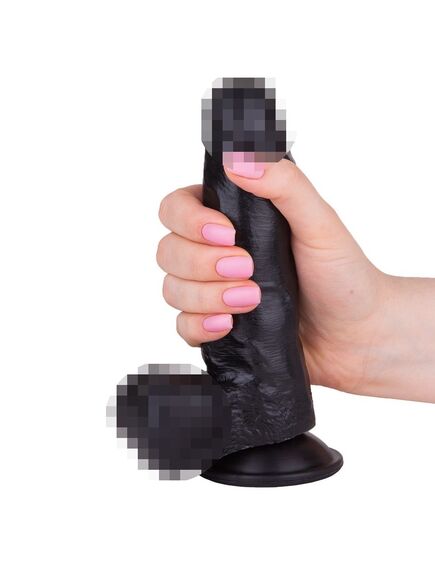 Фаллоимитатор чёрный на присоске в ламинате , изображение 2