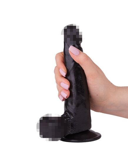 Фаллоимитатор чёрный на присоске в ламинате , изображение 2
