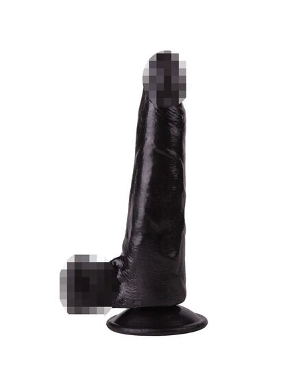 Фаллоимитатор чёрный на присоске в ламинате , изображение 3