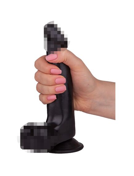 Фаллоимитатор чёрный на присоске в ламинате , изображение 5