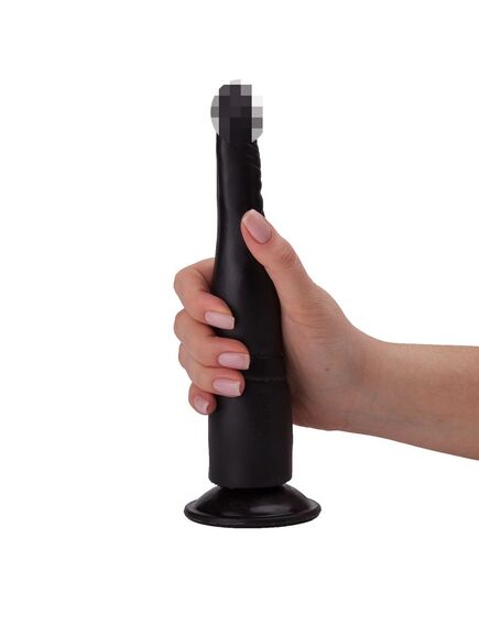 Фаллоимитатор чёрный на присоске в ламинате , изображение 2