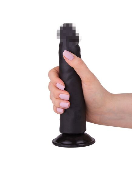Фаллоимитатор чёрный на присоске в ламинате , изображение 2
