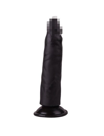 Фаллоимитатор чёрный на присоске в ламинате , изображение 3