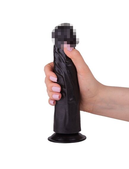 Фаллоимитатор чёрный на присоске в ламинате , изображение 2