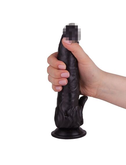 Фаллоимитатор чёрный на присоске в ламинате , изображение 2